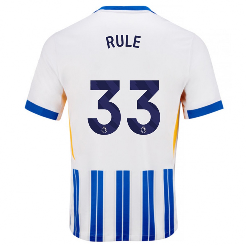 Kids Football Charlize Jayde Rule #33 White Blue Pinstripes Home Jersey 2024/25 T-Shirt