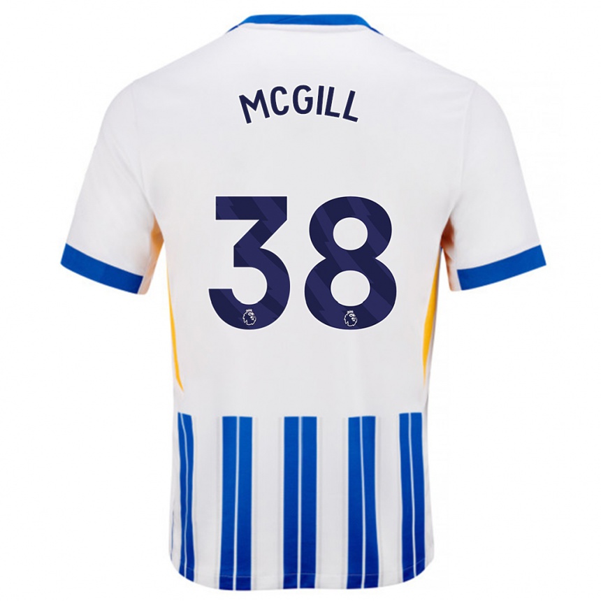 Kids Football Tom Mcgill #38 White Blue Pinstripes Home Jersey 2024/25 T-Shirt