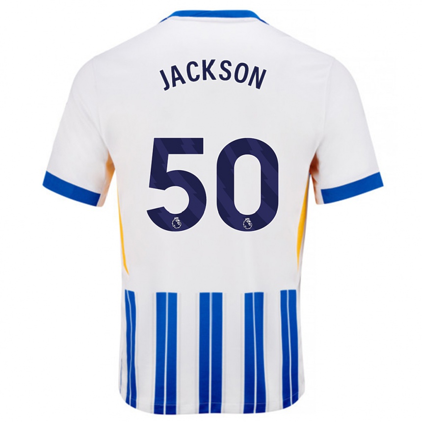 Kids Football Ben Jackson #50 White Blue Pinstripes Home Jersey 2024/25 T-Shirt