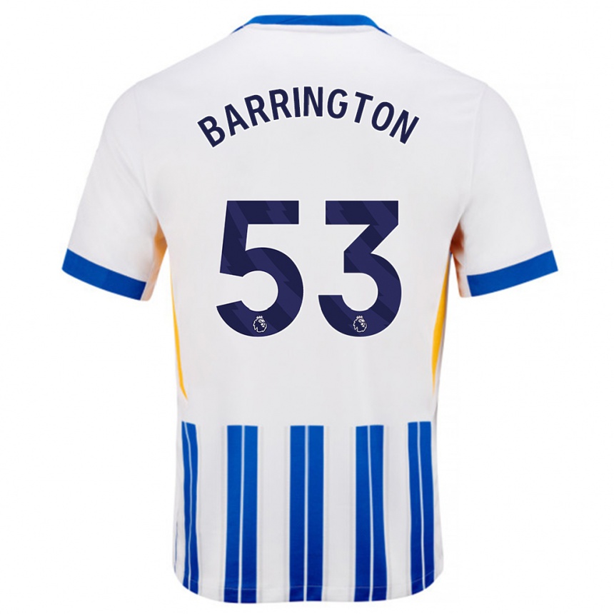 Kids Football Luca Barrington #53 White Blue Pinstripes Home Jersey 2024/25 T-Shirt