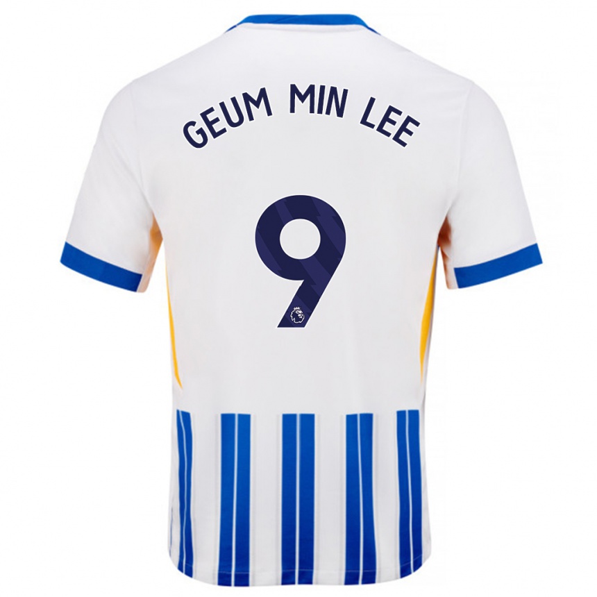 Kids Football Lee Geum-Min #9 White Blue Pinstripes Home Jersey 2024/25 T-Shirt