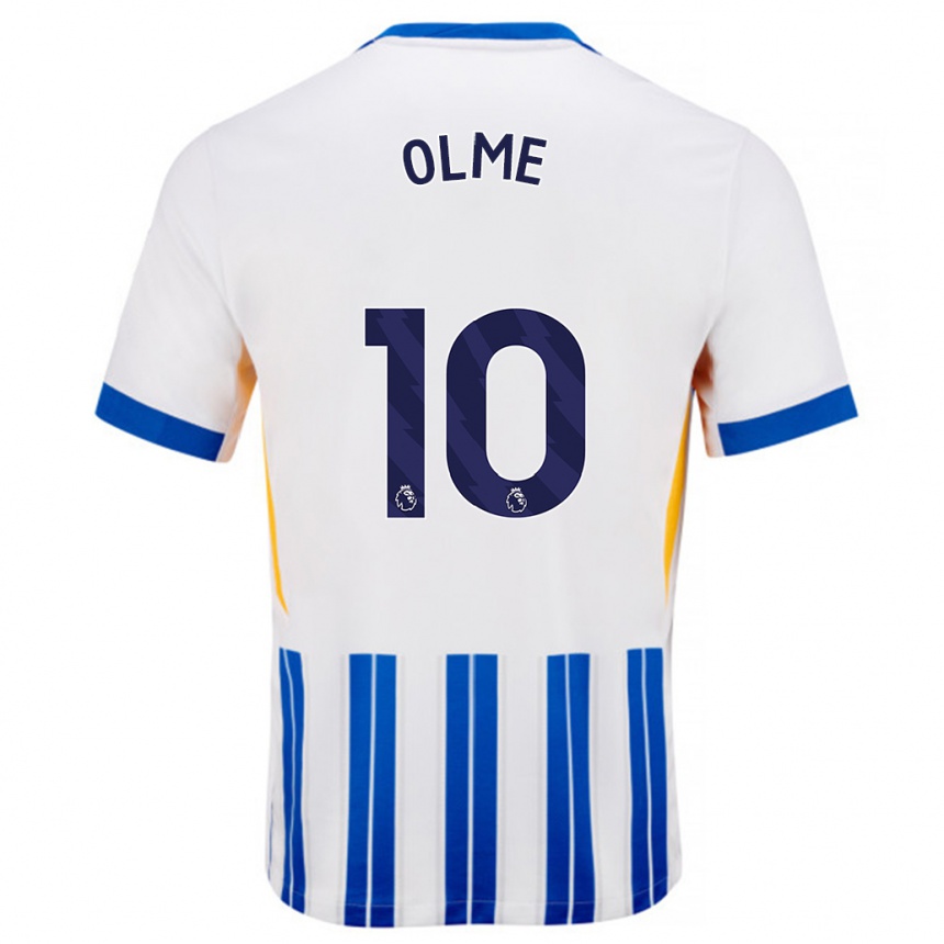 Kids Football Julia Margareta Zigiotti Olme #10 White Blue Pinstripes Home Jersey 2024/25 T-Shirt