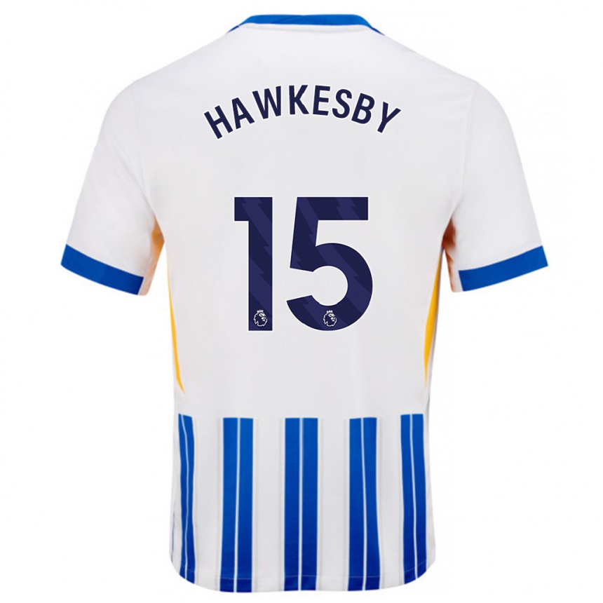 Kids Football Mackenzie Hawkesby #15 White Blue Pinstripes Home Jersey 2024/25 T-Shirt