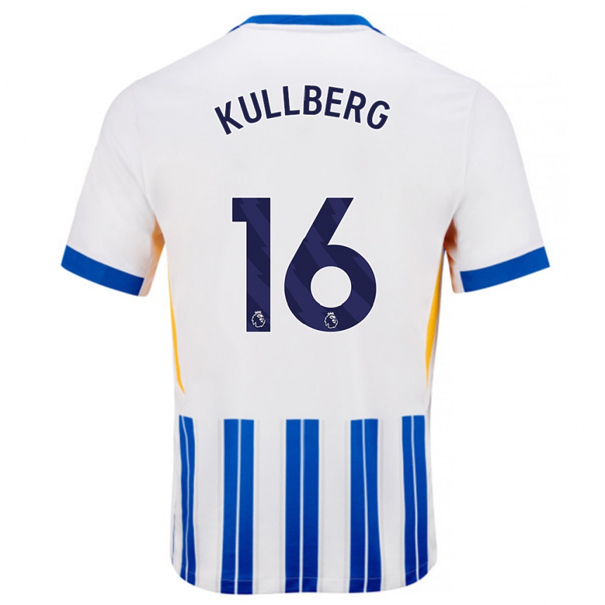 Kids Football Emma Nanny Charlotte Kullberg #16 White Blue Pinstripes Home Jersey 2024/25 T-Shirt