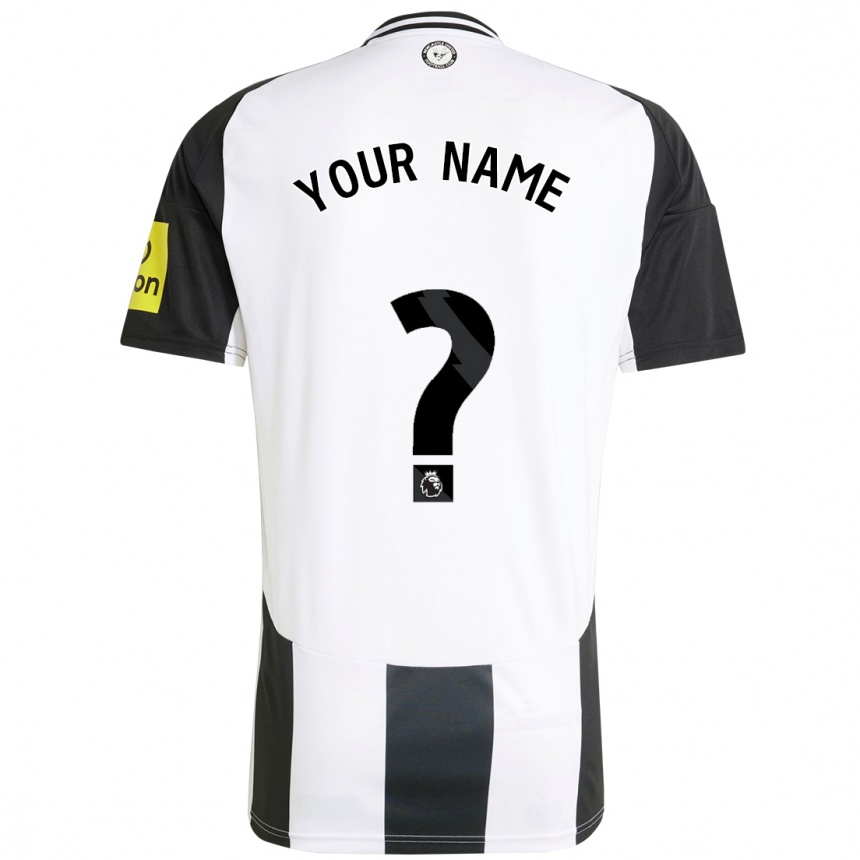 Kids Football Your Name #0 White Black Home Jersey 2024/25 T-Shirt