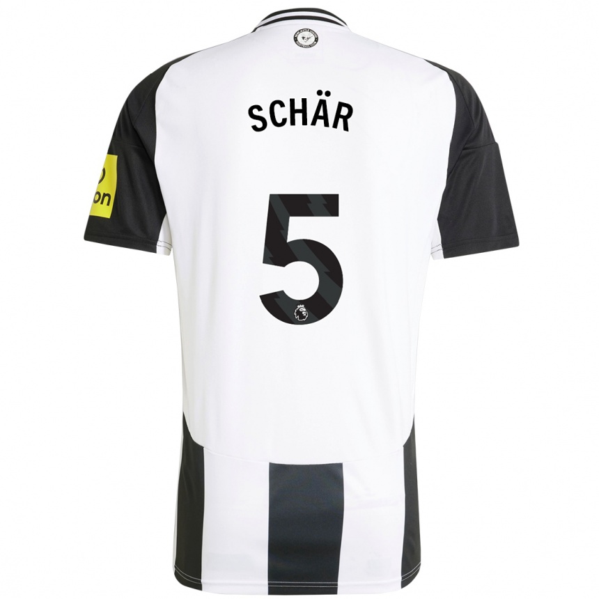 Kids Football Fabian Schär #5 White Black Home Jersey 2024/25 T-Shirt