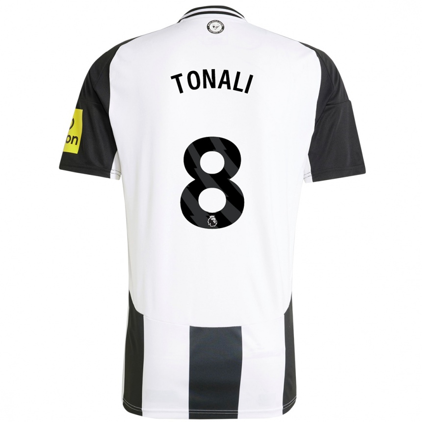 Kids Football Sandro Tonali #8 White Black Home Jersey 2024/25 T-Shirt