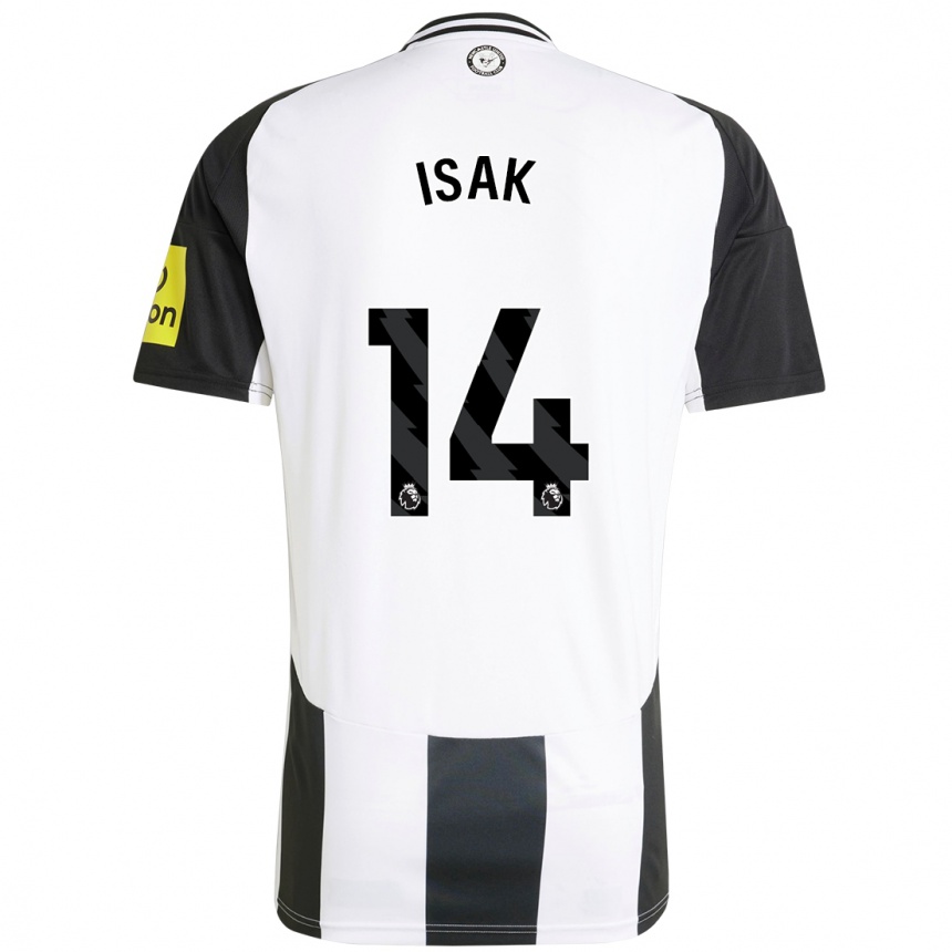 Kids Football Alexander Isak #14 White Black Home Jersey 2024/25 T-Shirt