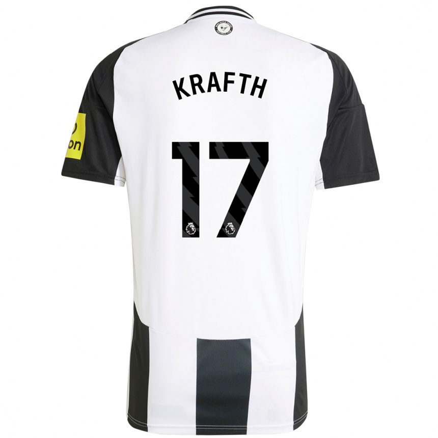 Kids Football Emil Krafth #17 White Black Home Jersey 2024/25 T-Shirt