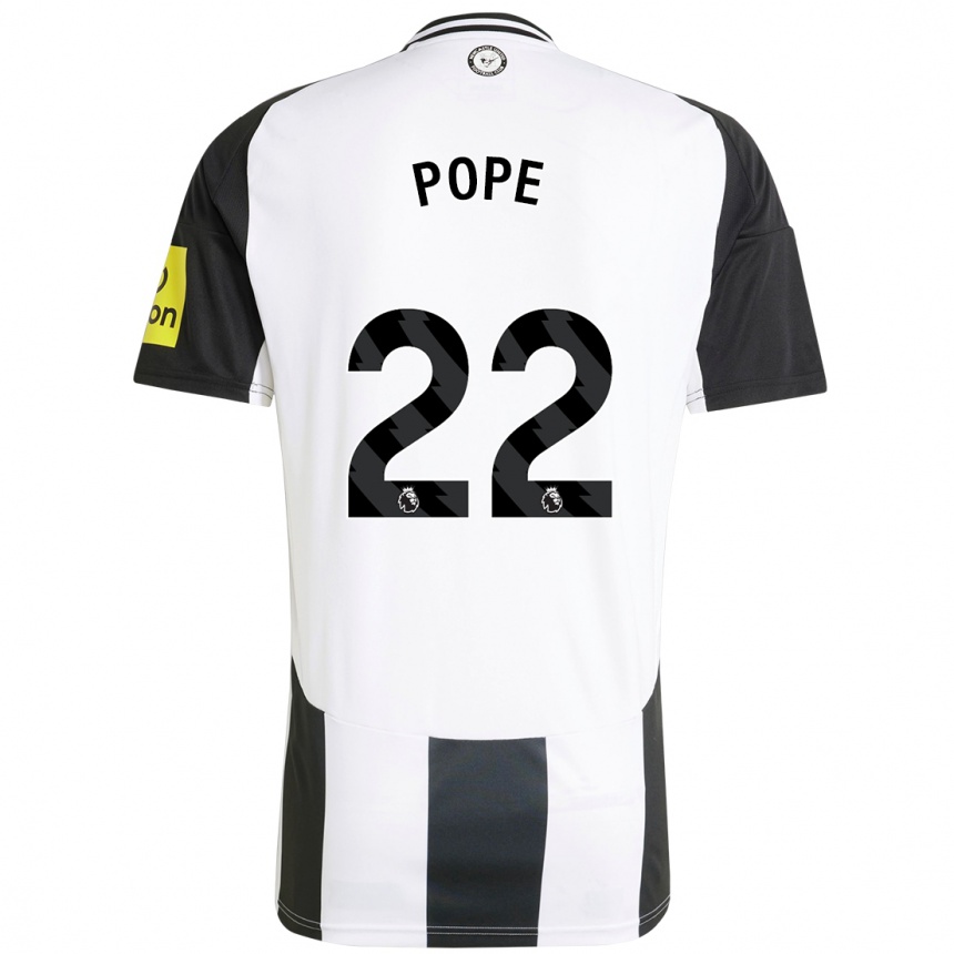 Kids Football Nick Pope #22 White Black Home Jersey 2024/25 T-Shirt