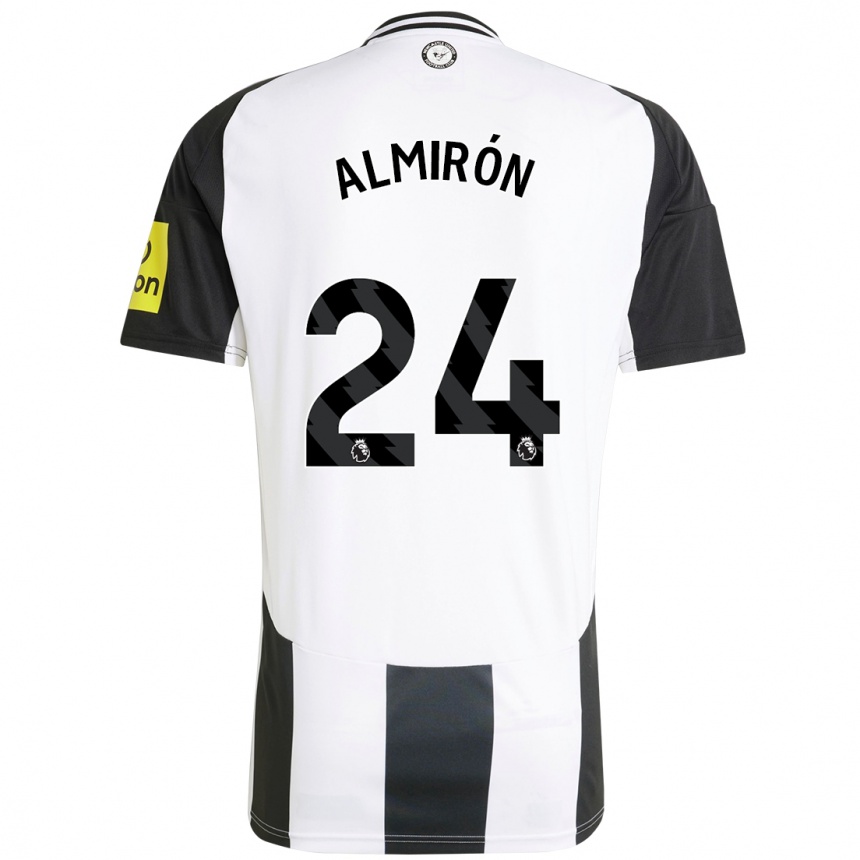 Kids Football Miguel Almirón #24 White Black Home Jersey 2024/25 T-Shirt