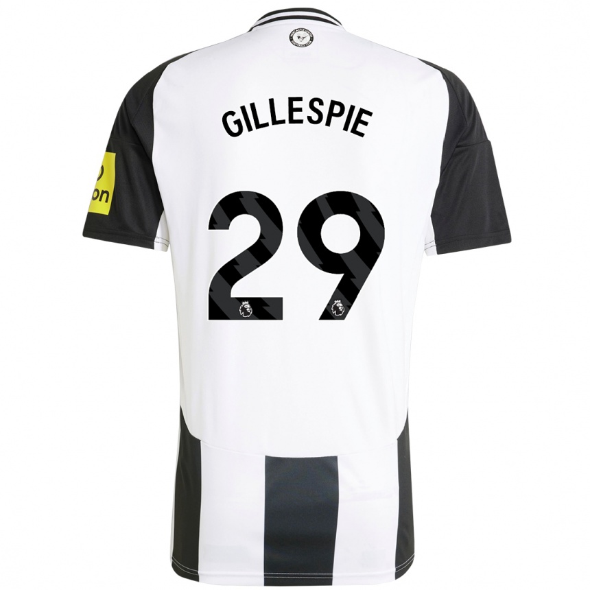 Kids Football Mark Gillespie #29 White Black Home Jersey 2024/25 T-Shirt