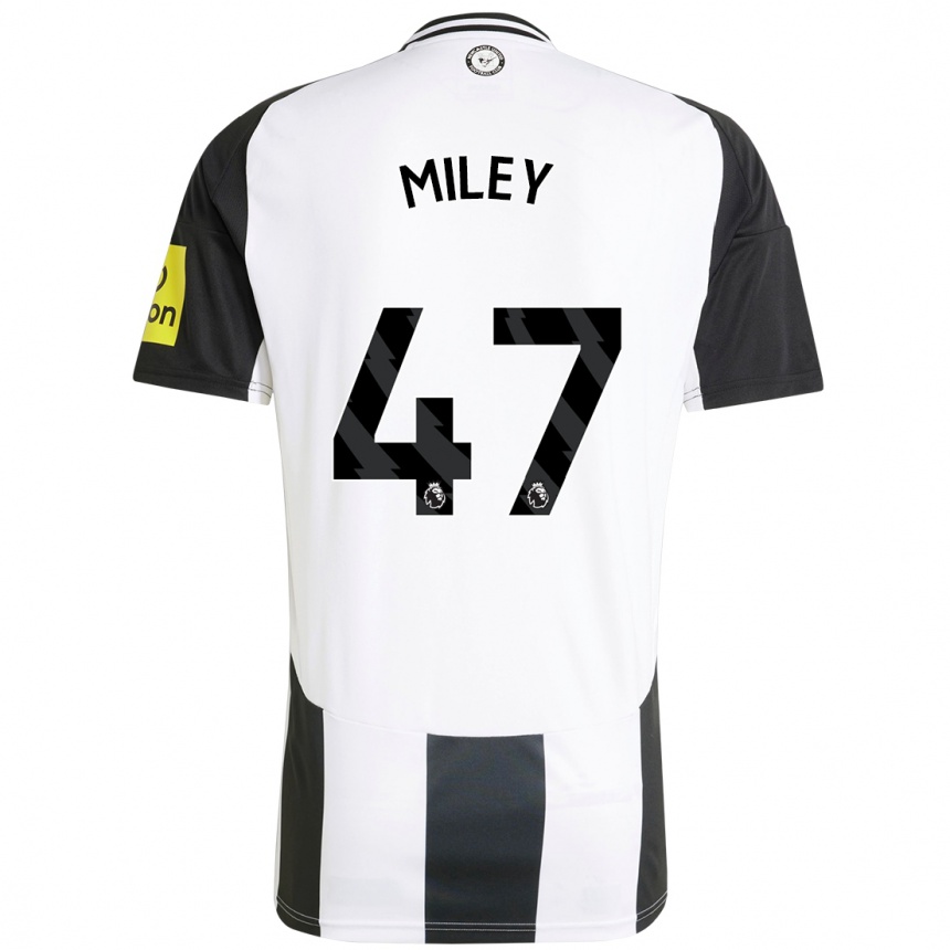 Kids Football Jamie Miley #47 White Black Home Jersey 2024/25 T-Shirt