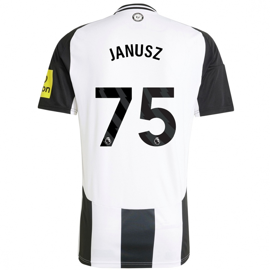 Kids Football Adrian Janusz #75 White Black Home Jersey 2024/25 T-Shirt