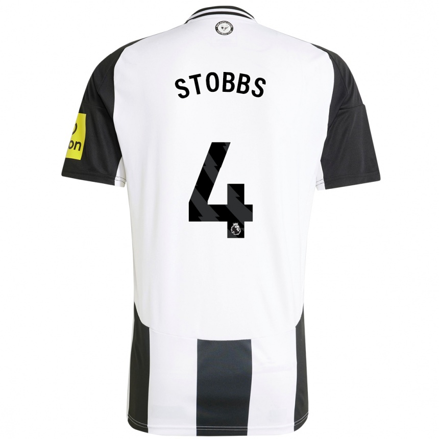 Kids Football Amber-Keegan Stobbs #4 White Black Home Jersey 2024/25 T-Shirt