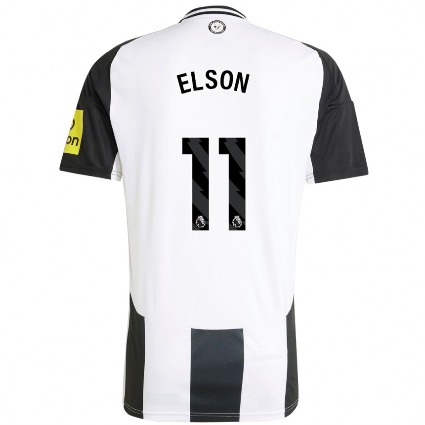 Kids Football Kacie Elson #11 White Black Home Jersey 2024/25 T-Shirt