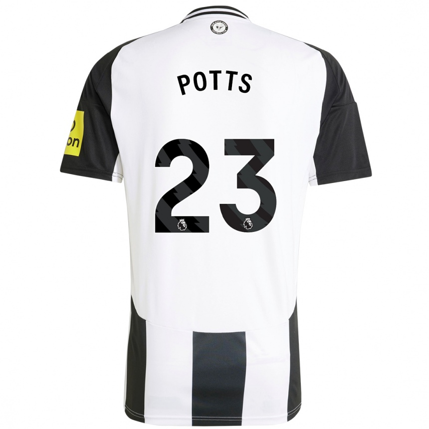 Kids Football Charlotte Potts #23 White Black Home Jersey 2024/25 T-Shirt