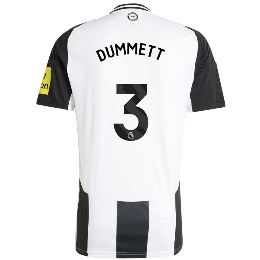 Kids Football Paul Dummett #3 White Black Home Jersey 2024/25 T-Shirt