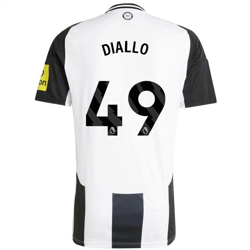 Kids Football Amadou Diallo #49 White Black Home Jersey 2024/25 T-Shirt