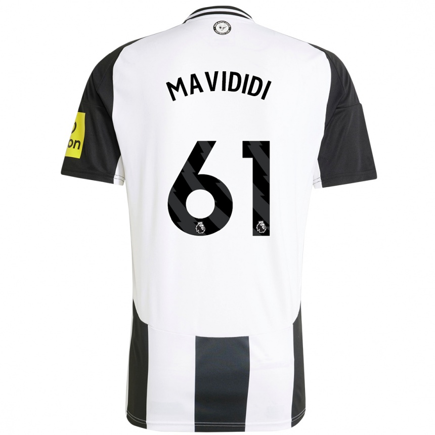 Kids Football Shaun Mavididi #61 White Black Home Jersey 2024/25 T-Shirt