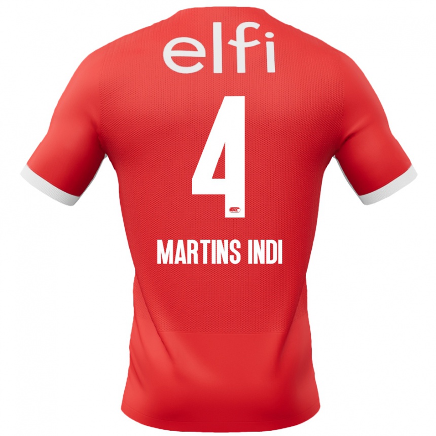 Kids Football Bruno Martins Indi #4 Red White Home Jersey 2024/25 T-Shirt