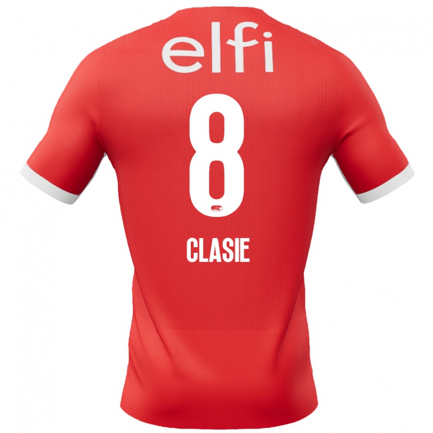 Kids Football Jordy Clasie #8 Red White Home Jersey 2024/25 T-Shirt