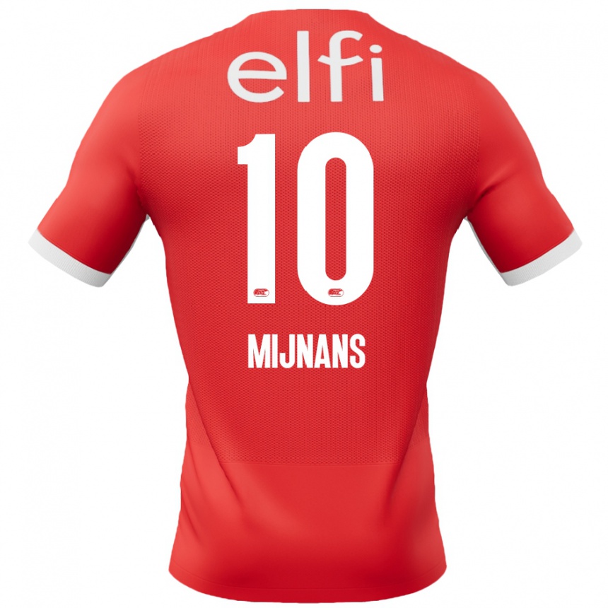 Kids Football Sven Mijnans #10 Red White Home Jersey 2024/25 T-Shirt