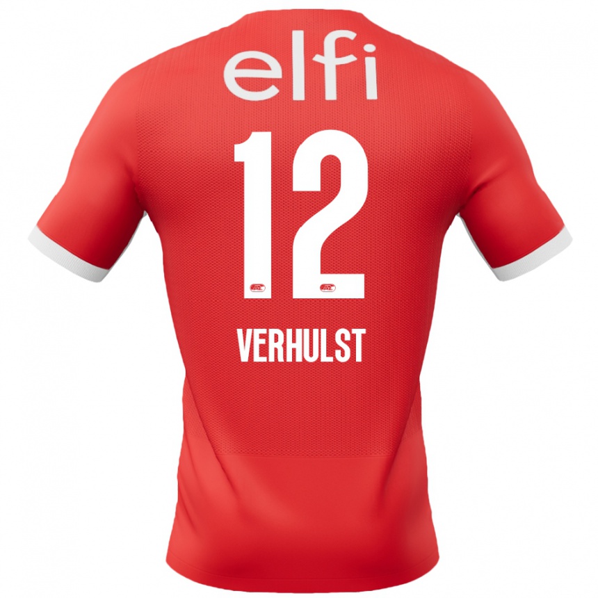 Kids Football Hobie Verhulst #12 Red White Home Jersey 2024/25 T-Shirt