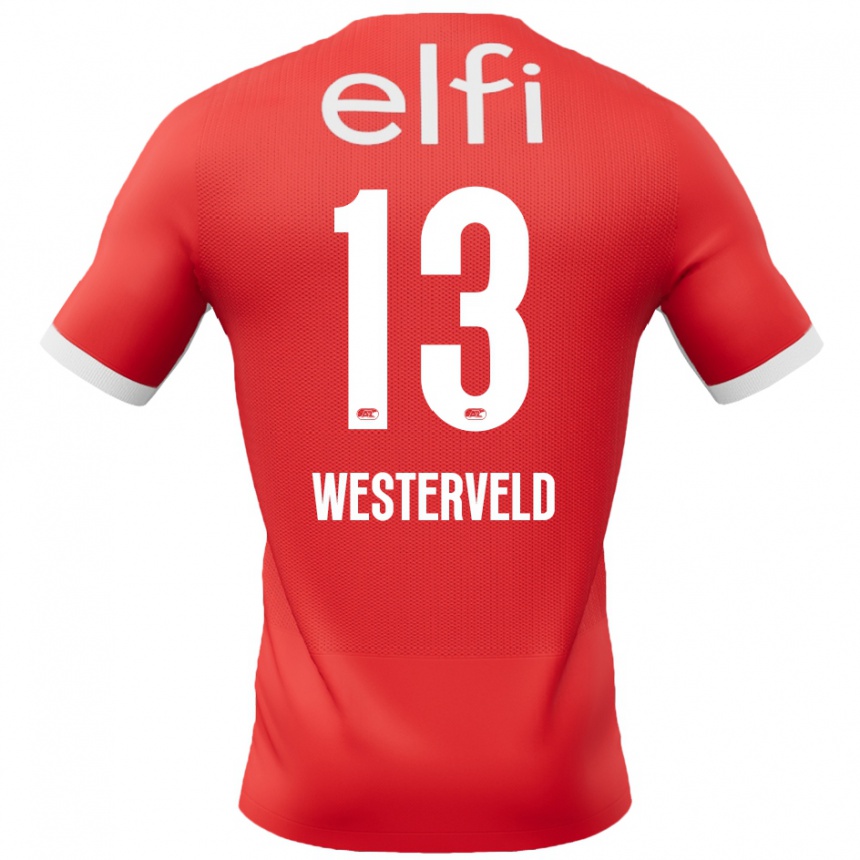 Kids Football Sem Westerveld #13 Red White Home Jersey 2024/25 T-Shirt