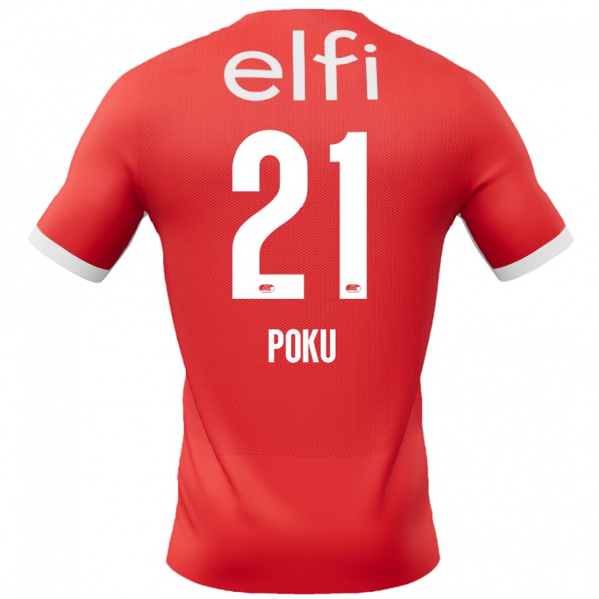 Kids Football Ernest Poku #21 Red White Home Jersey 2024/25 T-Shirt