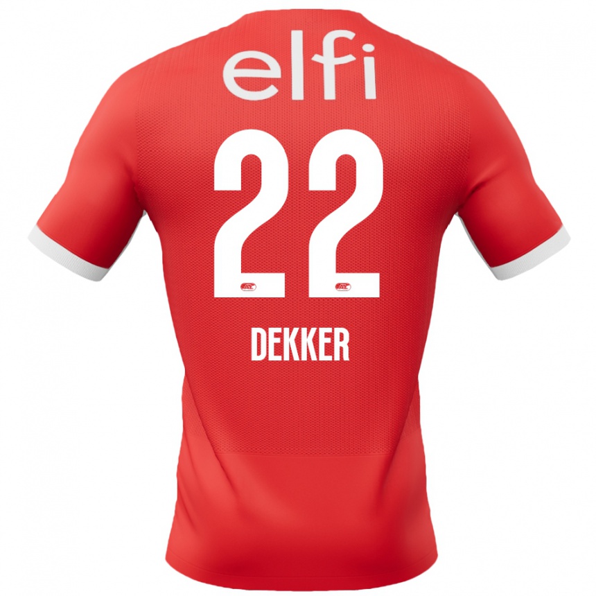 Kids Football Maxim Dekker #22 Red White Home Jersey 2024/25 T-Shirt