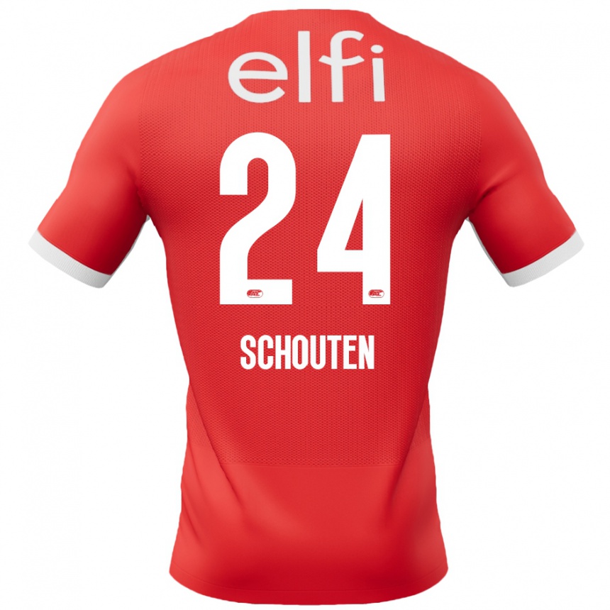 Kids Football Lewis Schouten #24 Red White Home Jersey 2024/25 T-Shirt