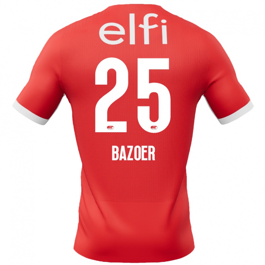 Kids Football Riechedly Bazoer #25 Red White Home Jersey 2024/25 T-Shirt