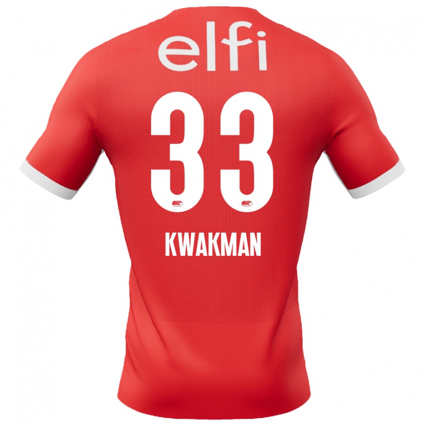 Kids Football Dave Kwakman #33 Red White Home Jersey 2024/25 T-Shirt