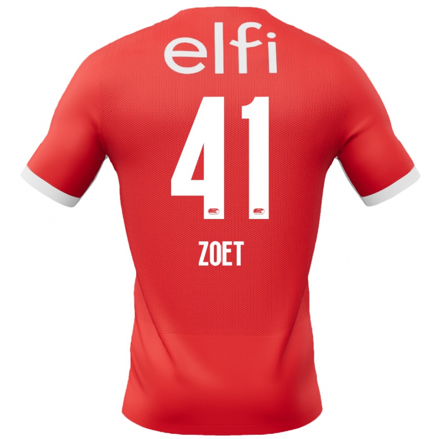 Kids Football Jeroen Zoet #41 Red White Home Jersey 2024/25 T-Shirt