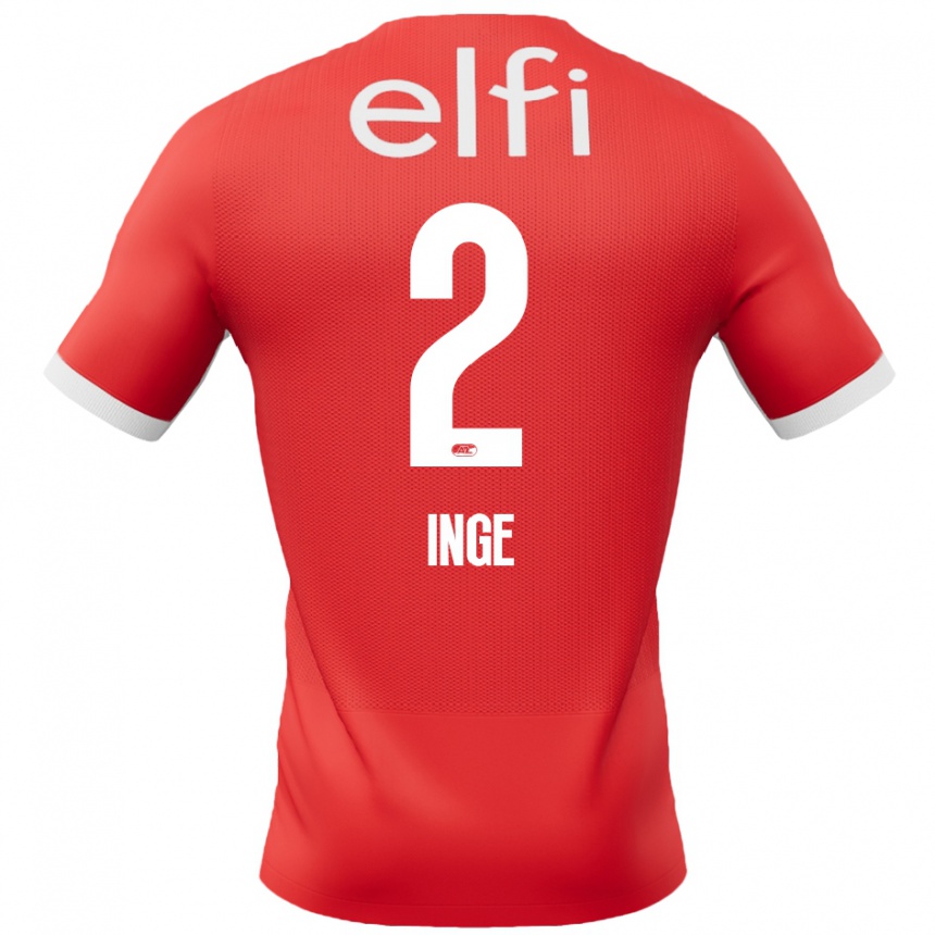 Kids Football Kiani Inge #2 Red White Home Jersey 2024/25 T-Shirt