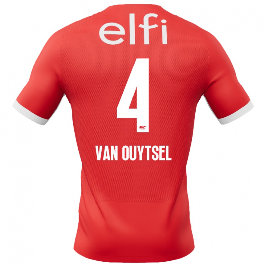 Kids Football Kevin Van Ouytsel #4 Red White Home Jersey 2024/25 T-Shirt