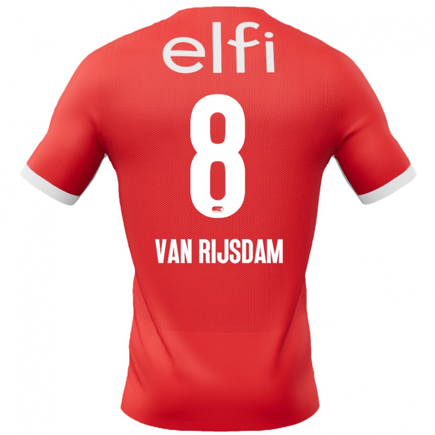 Kids Football Julian Van Rijsdam #8 Red White Home Jersey 2024/25 T-Shirt