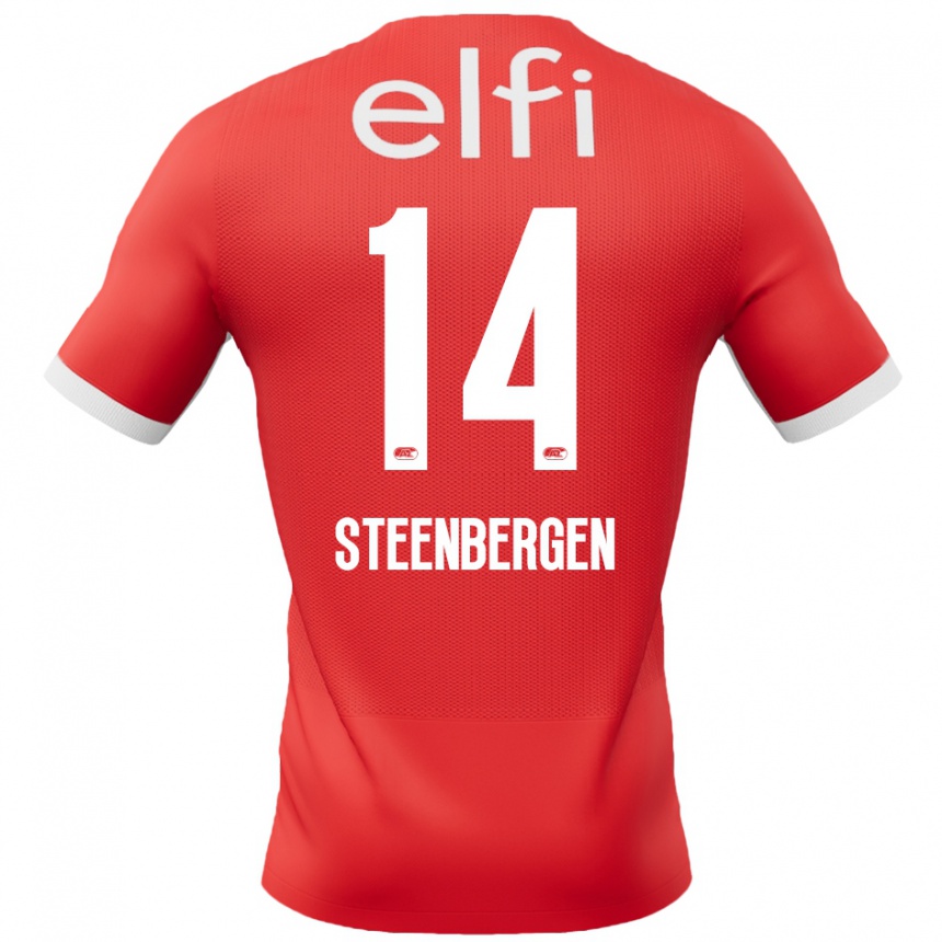 Kids Football Thom Steenbergen #14 Red White Home Jersey 2024/25 T-Shirt