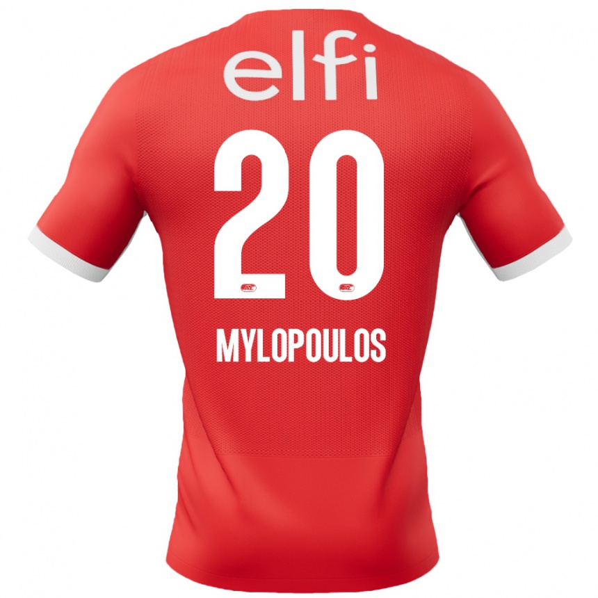 Kids Football Marios Mylopoulos #20 Red White Home Jersey 2024/25 T-Shirt