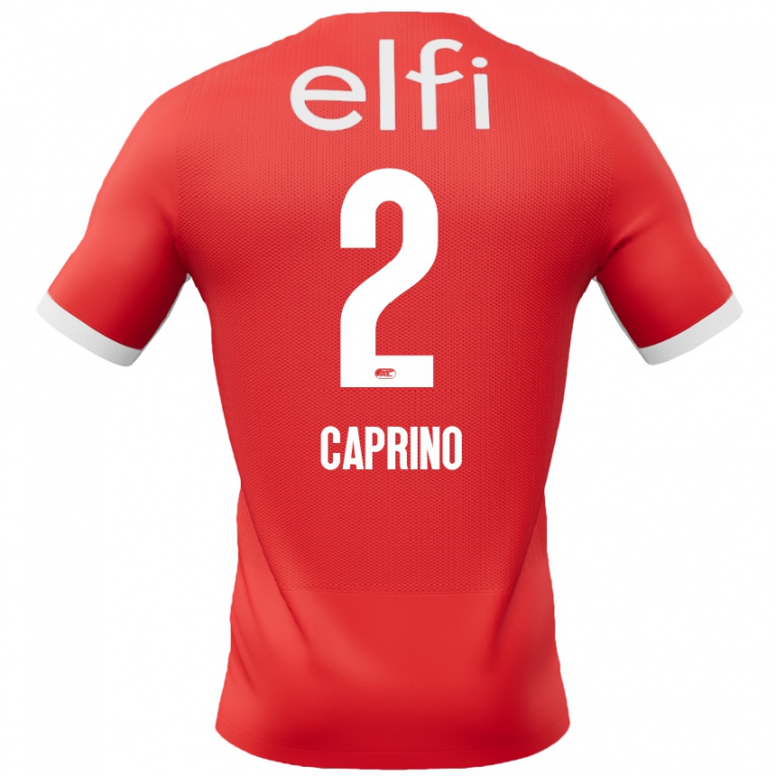 Kids Football Ginia Caprino #2 Red White Home Jersey 2024/25 T-Shirt