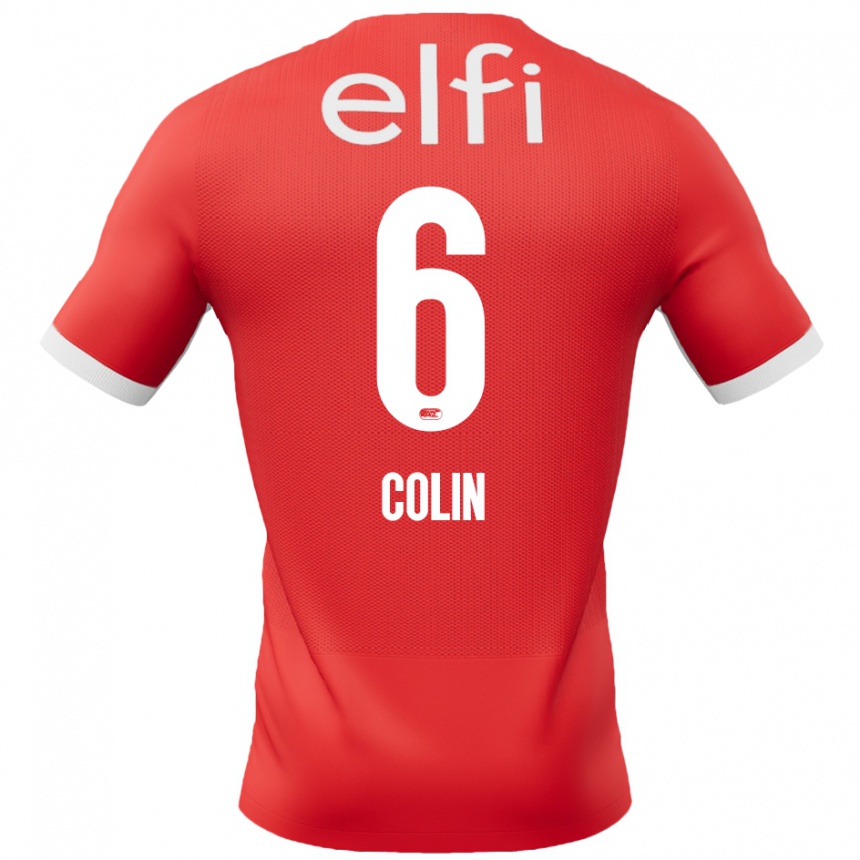 Kids Football Isa Colin #6 Red White Home Jersey 2024/25 T-Shirt