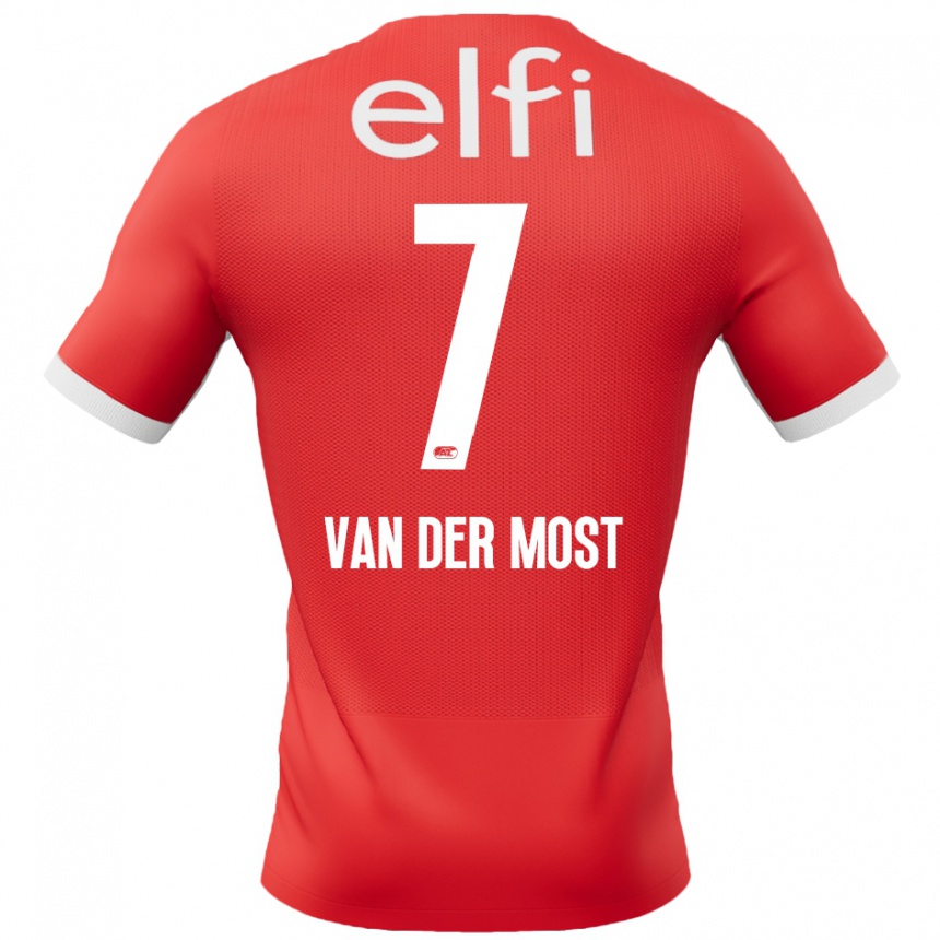 Kids Football Veerle Van Der Most #7 Red White Home Jersey 2024/25 T-Shirt