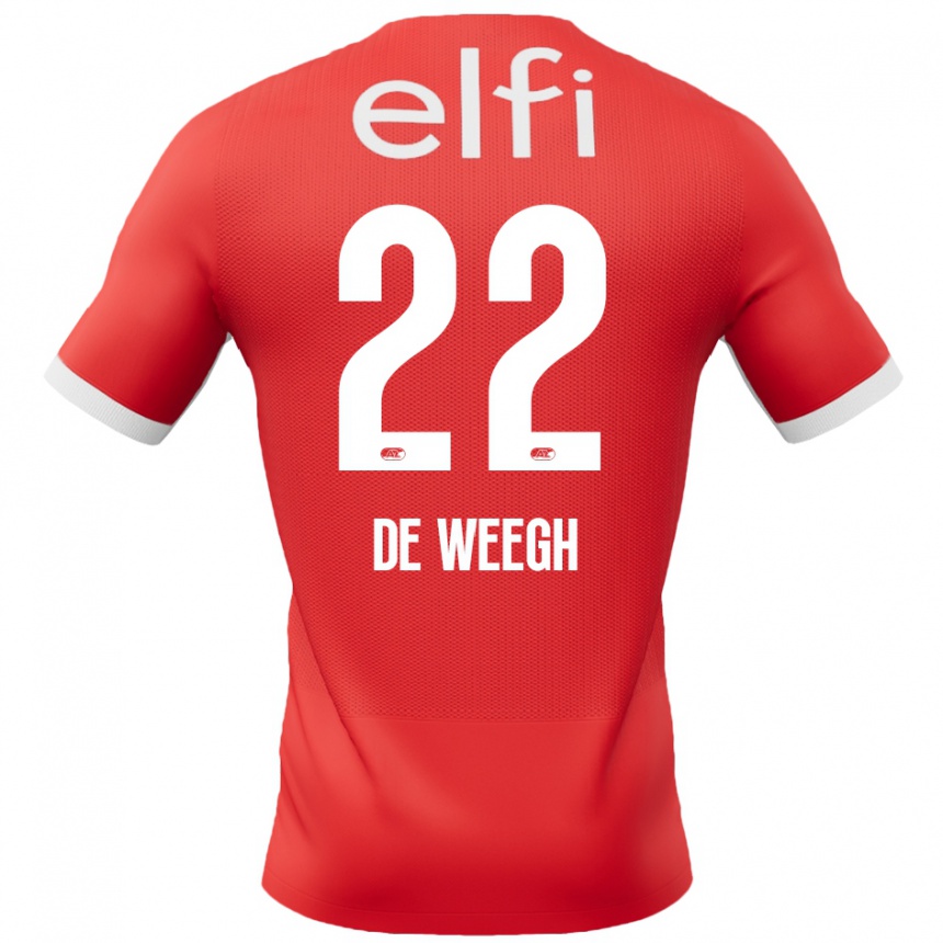 Kids Football Bo Op De Weegh #22 Red White Home Jersey 2024/25 T-Shirt