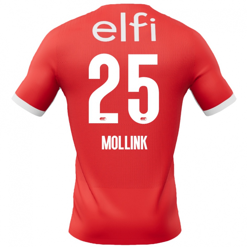 Kids Football Yaël Mollink #25 Red White Home Jersey 2024/25 T-Shirt