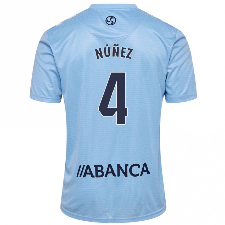 Kids Football Unai Núñez #4 Sky Blue Home Jersey 2024/25 T-Shirt