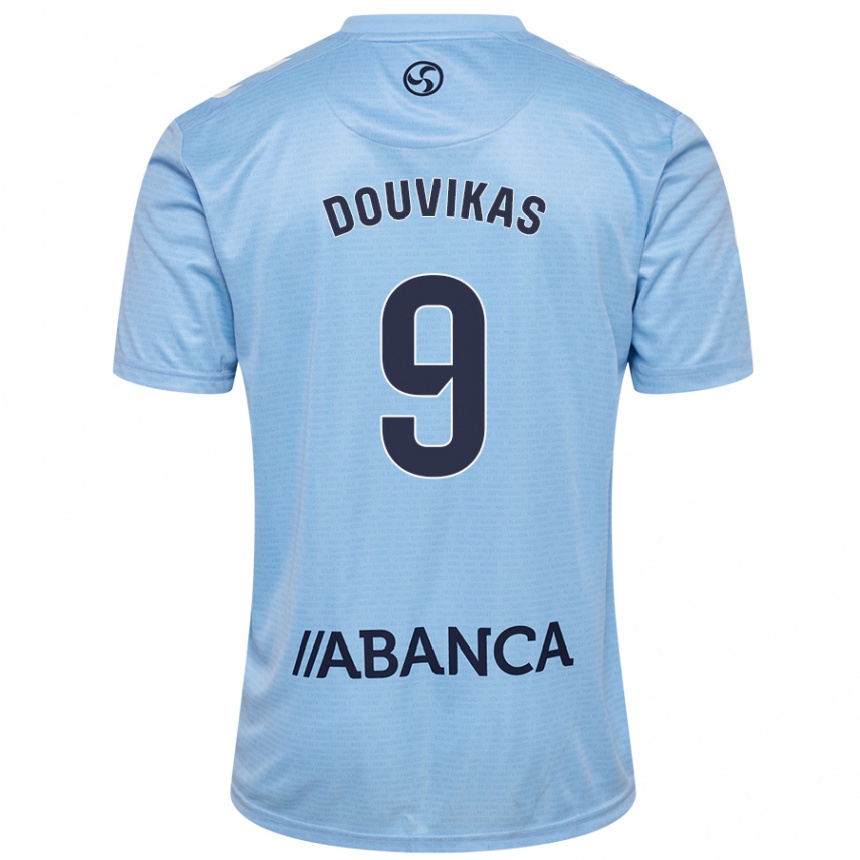 Kids Football Anastasios Douvikas #9 Sky Blue Home Jersey 2024/25 T-Shirt