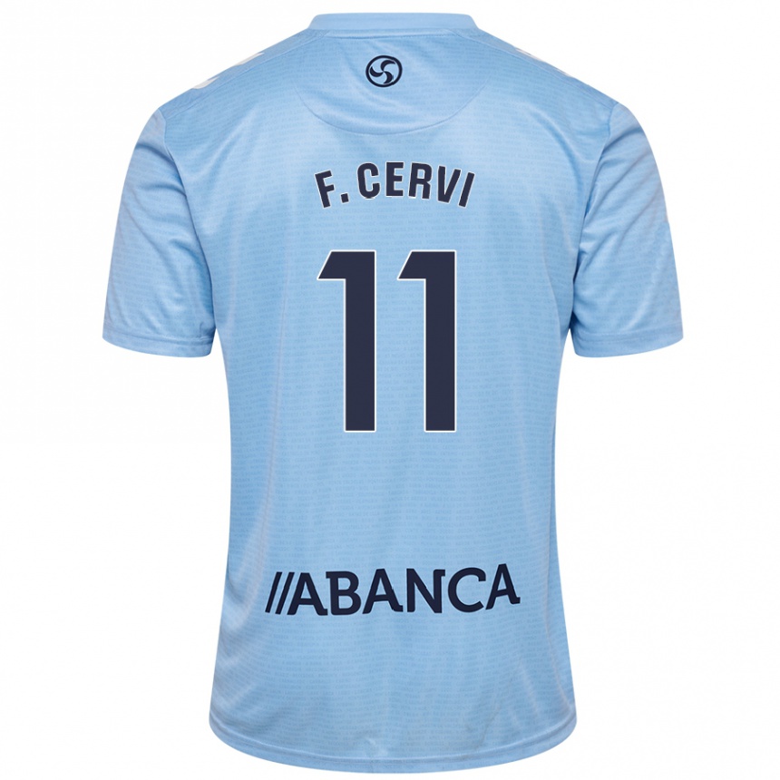 Kids Football Franco Cervi #11 Sky Blue Home Jersey 2024/25 T-Shirt