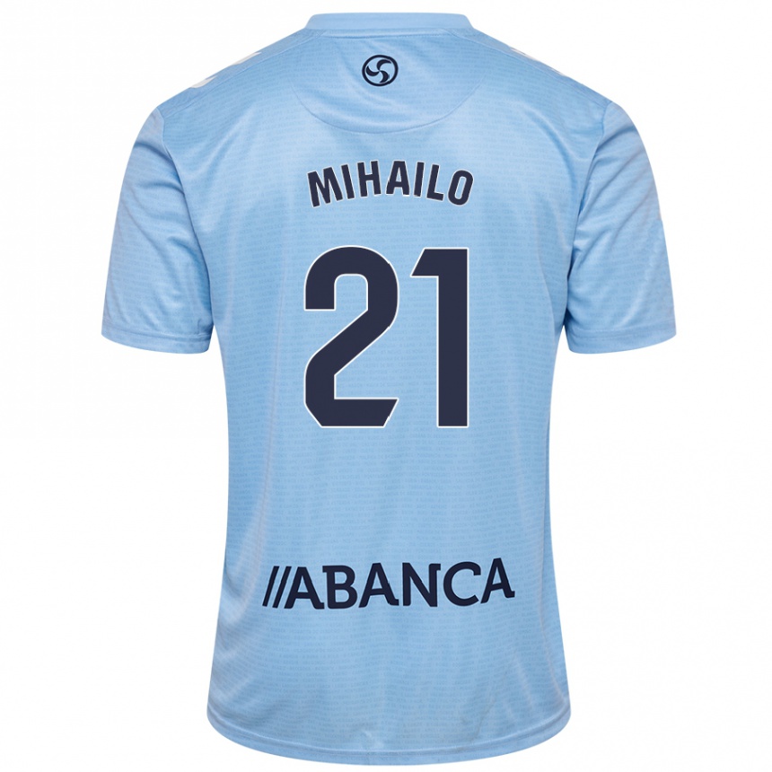 Kids Football Mihailo Ristic #21 Sky Blue Home Jersey 2024/25 T-Shirt