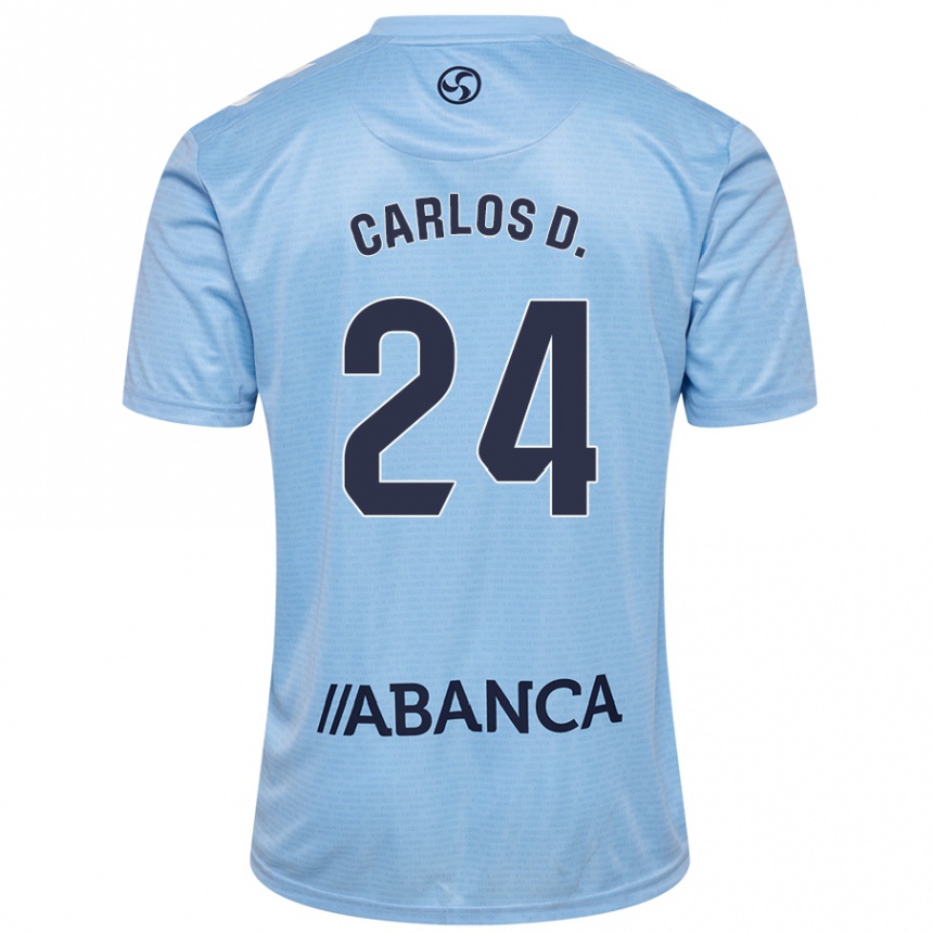 Kids Football Carlos Domínguez #24 Sky Blue Home Jersey 2024/25 T-Shirt